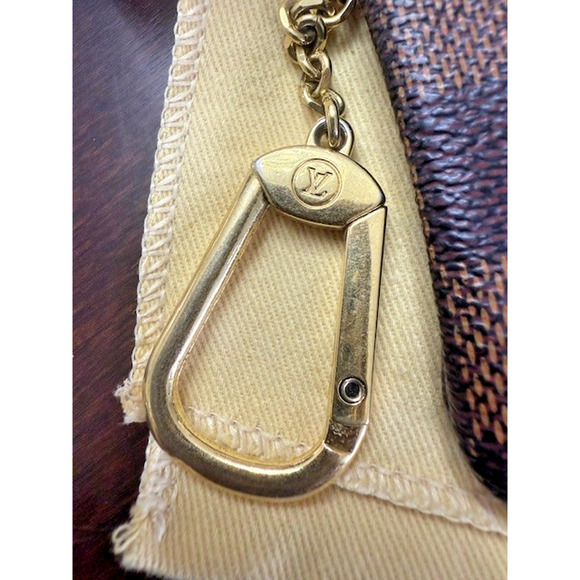 Louis Vuitton Key Cles Damier Ebene Key Chain Brown Pouch w/Zipper BOX & DUSTBAG - Picture 5 of 13